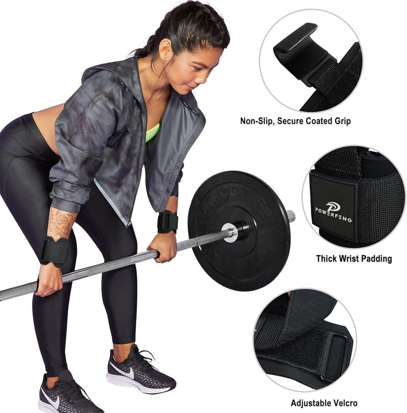 powerfeng Lifting Hooks for Weight Lifting: Weightlifting Hooks Wrist Straps Hand Grip Support for Deadlift Weightlifting Gym Gloves for Men & Women - Image 3